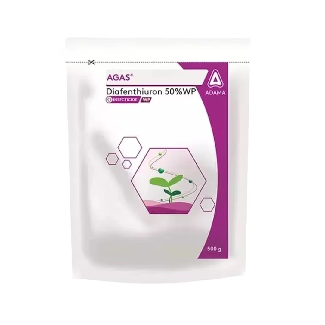 ADAMA Agas Diafenthiuron 50% WP Insecticide | Effective Control of Sucking Pests | Contact, Stomach & Ovicidal Action for Healthy Crop Growth