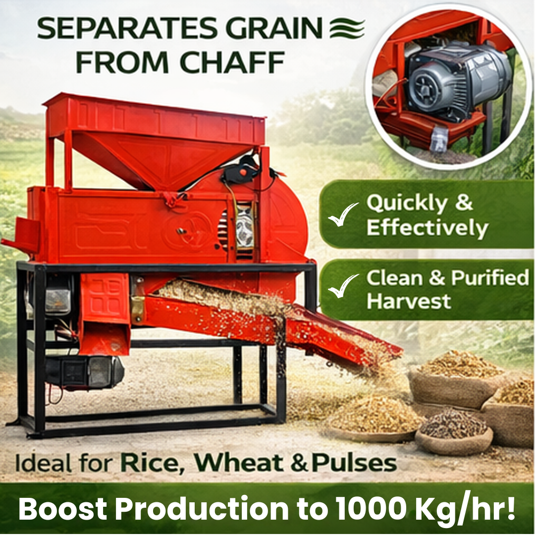 Kisanmart Winnower Cum Grader Machine | Electric Grain Cleaning & Grading Machine | 1000 Kg/Hour Capacity | 220V Operated